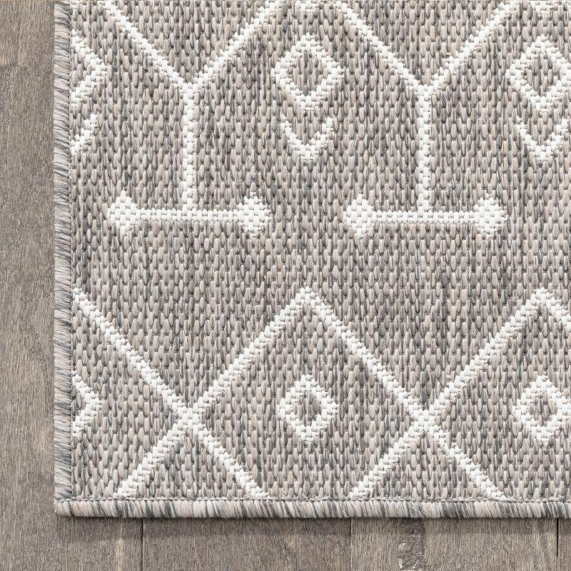 Well Woven Nors Indoor / Outdoor Flat Weave Pile Nordic Lattice Area Rug