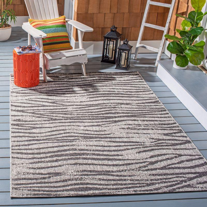 Grey and Black Square Indoor/Outdoor Area Rug