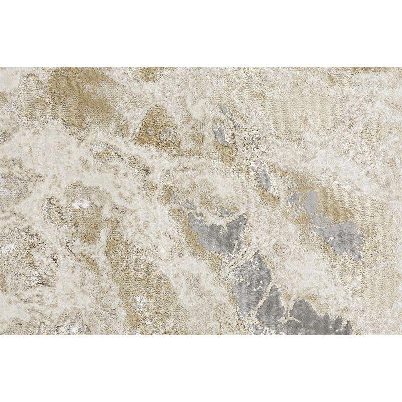 Aura Modern Abstract Ivory/Silver/Gold Area Rug