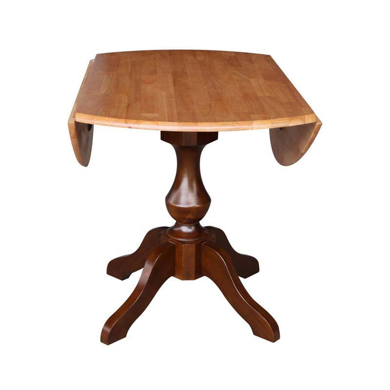 30.3" Gracelyn Round Dual Drop Leaf Pedestal Extendable Dining Table Cinnamon/Espresso - International Concepts: For Small Spaces