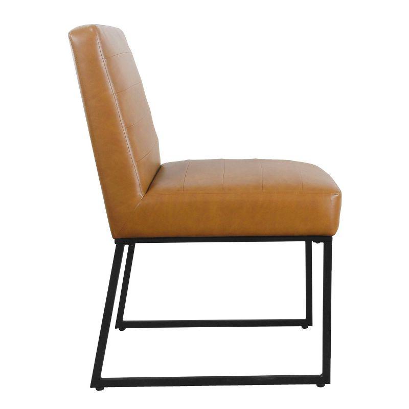 Channeled Metal Dining Chair Carmel Faux Leather - HomePop: Modern Upholstered, Spot Clean, 250lb Capacity