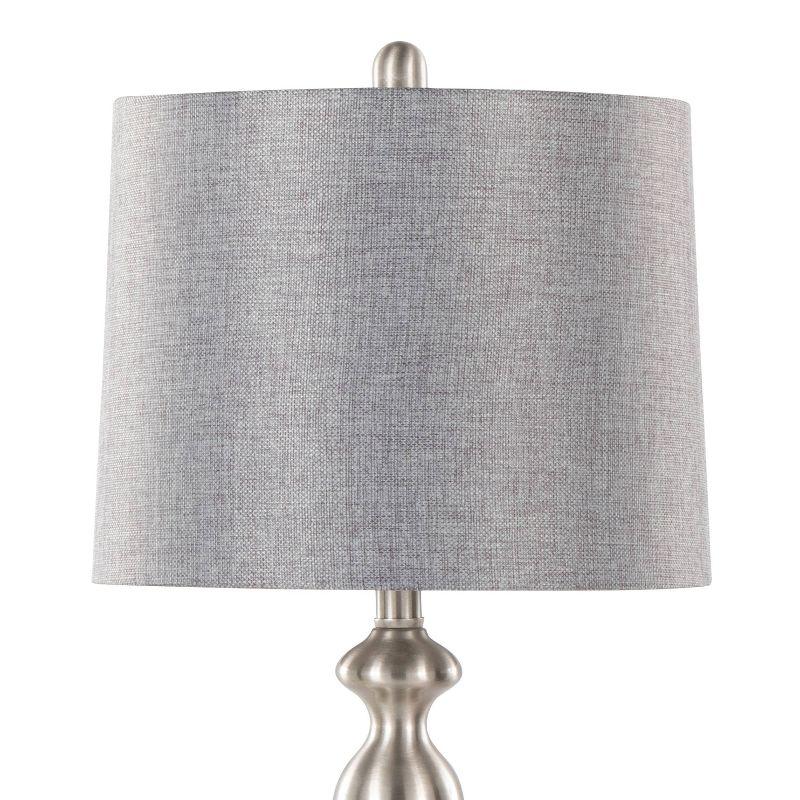 LumiSource (Set of 2) Ashland 27" Contemporary Metal Table Lamps Brushed Nickel with Gray Textured Linen Shade from Grandview Gallery: UL Listed