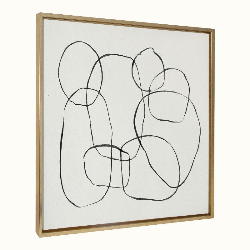Kate and Laurel Sylvie Dancing Circles Framed Canvas by Teju Reval of SnazzyHues, 30x30, Bright Gold