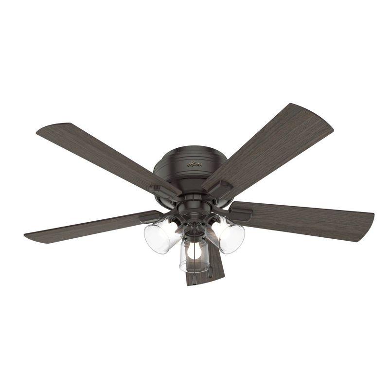 52" Crestfield 5 - Blade Flush Mount Ceiling Fan with Pull Chain and Light Kit Included