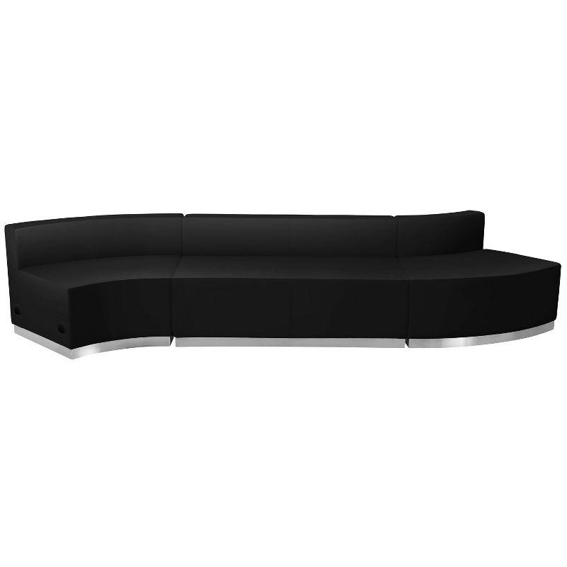 Elegant Black LeatherSoft 3-Piece Modular Reception Set