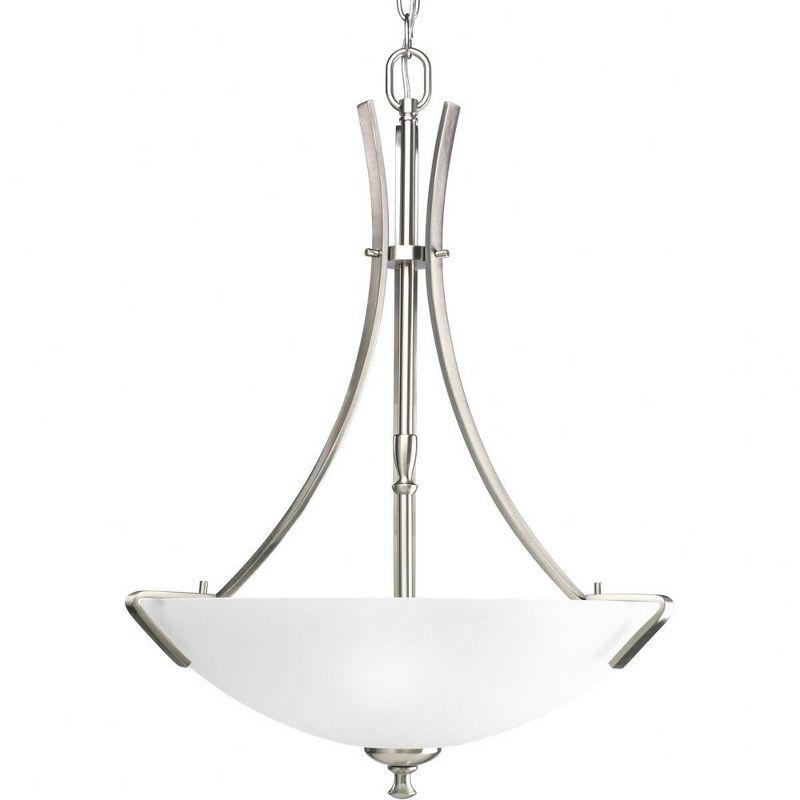 Brushed Nickel 3-Light Inverted Pendant with Tapered Glass Shades