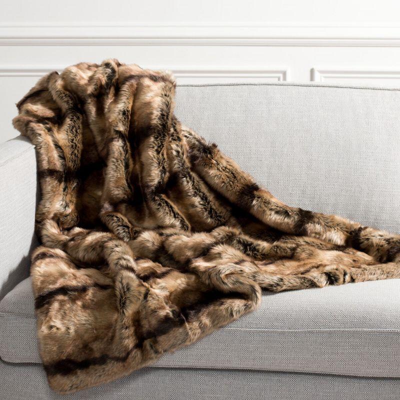 Chocolate Faux Fur Reversible Throw Blanket 50" x 60"