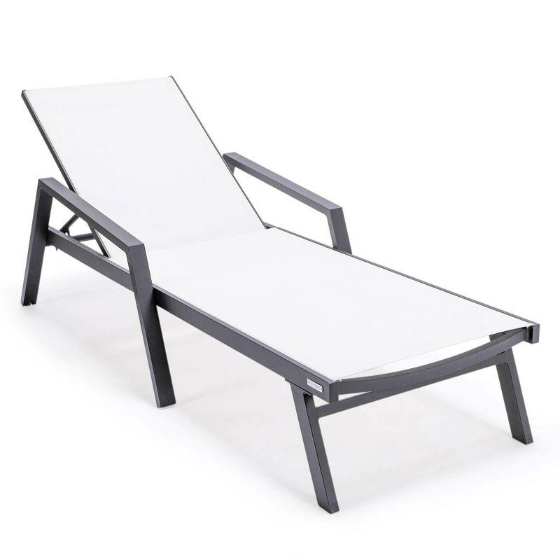 Marlin Black Aluminum Patio Chaise Lounge Chair with White Sling