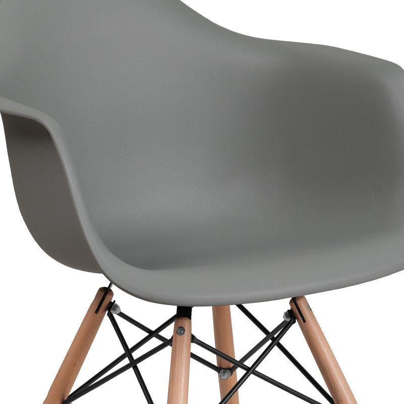 Moss Gray Polypropylene Accent Chair with Wooden Legs