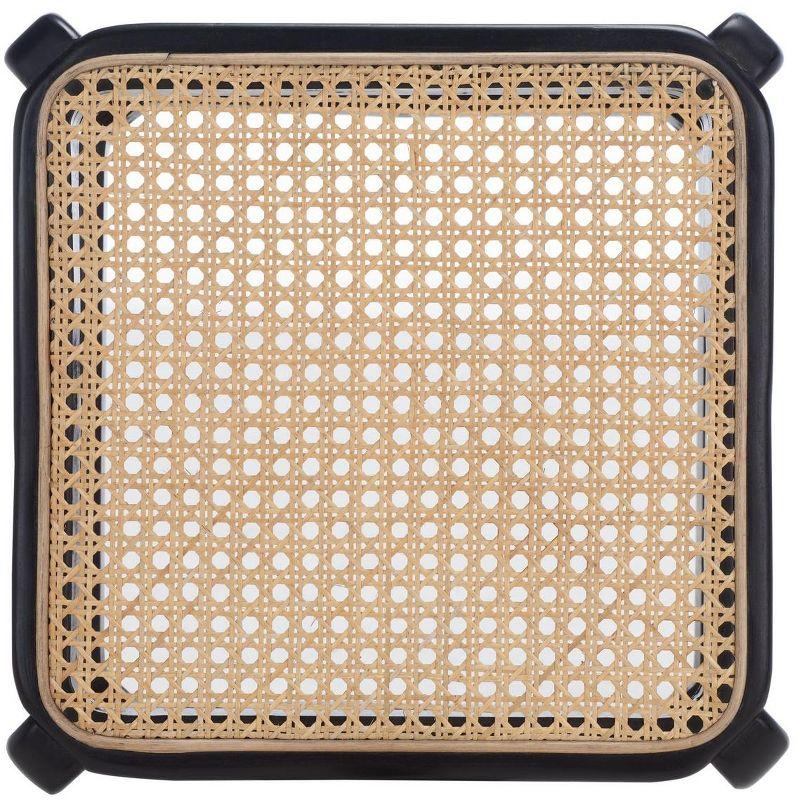 Silus Backless Cane Counter Stool - Black/Natural - Safavieh