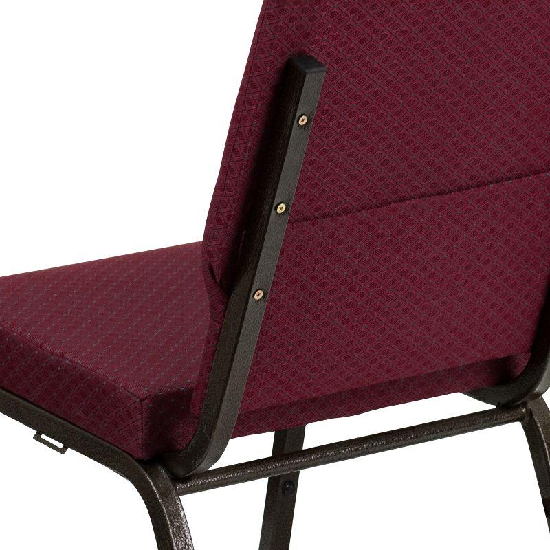 Burgundy Patterned Fabric Stacking Guest Chair with Gold Vein Metal Frame