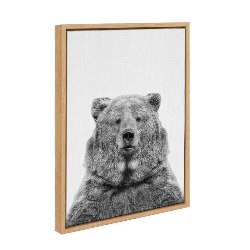 18" x 24" Natural Framed Bear Canvas Print