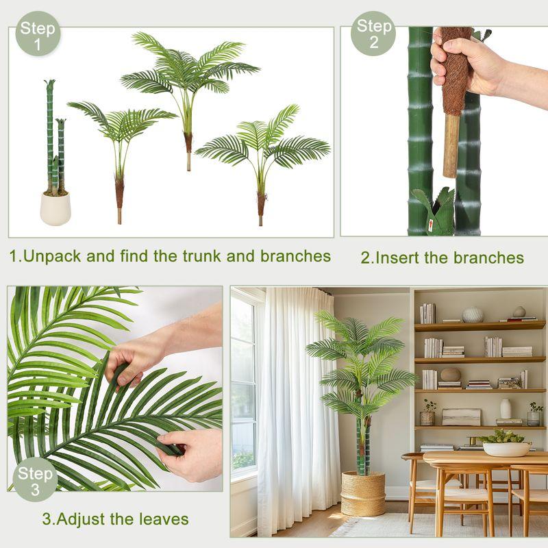 Garvee 6FT Tall Palm Tree Fake Plant Golden Cane Palm Trees Large Artificial Plants Faux Plants for Living Room Yard Decor with White Base Set of 1