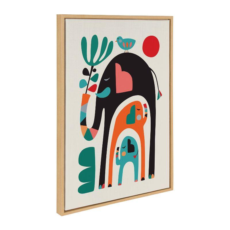 Kate & Laurel All Things Decor 23"x33" Sylvie Three Elephants Wall Art by Rachel Lee Natural: Mid-Century Modern Canvas