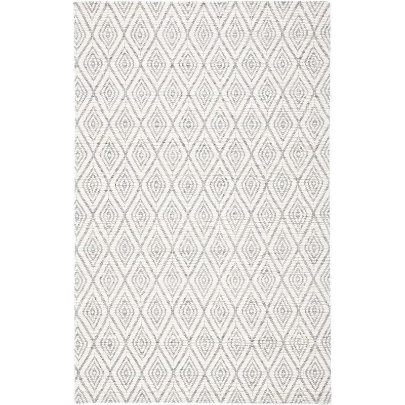 Ivory and Grey Handwoven Wool Area Rug, 4' x 6'