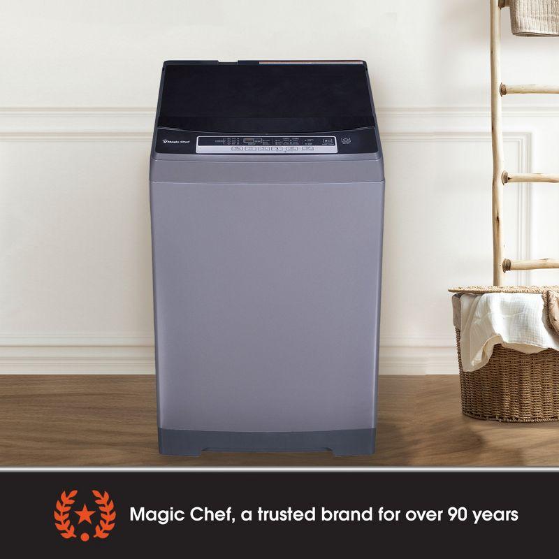 Magic Chef Portable Compact Top Load Washer with 6 Fully Automatic Wash Cycles and Water Pump Filtration for Laundry Use, Silver
