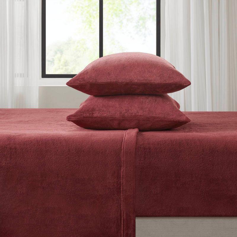 True North by Sleep Philosophy Soloft Plush Micro Plush Sheet Set Burgundy