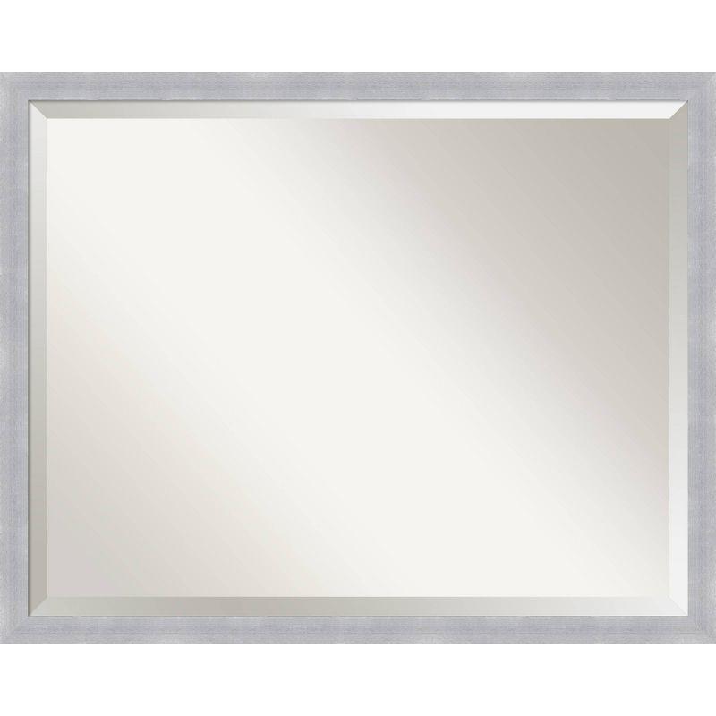 30" x 24" Grace Brushed Framed Bathroom Vanity Wall Mirror Nickel - Amanti Art: Modern Rectangle, No Assembly Required