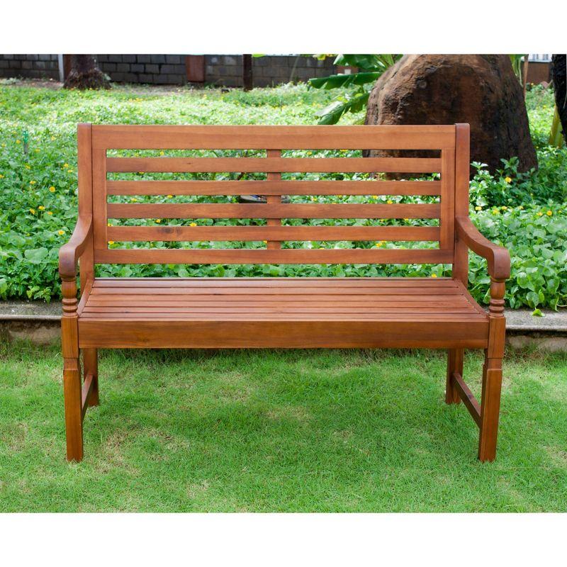 Nantucket Garden Bench - Merry Products: Acacia Hardwood, Contoured Comfort, Water-Resistant, 500lb Capacity