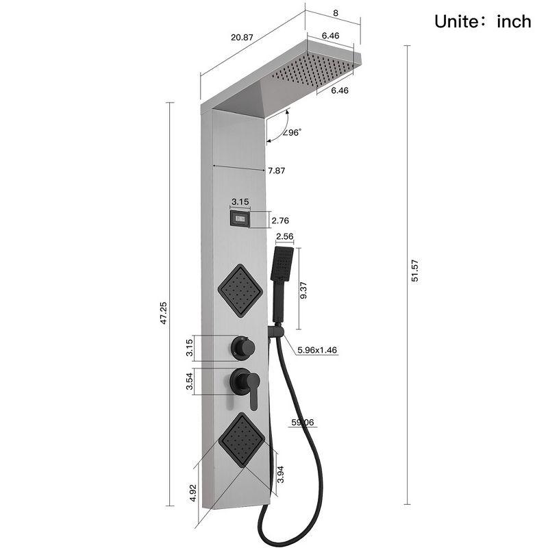 Black Nickel 2-Jet Rainfall Shower Panel System with Handheld Wand