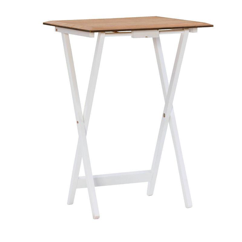 Marlowe Natural and White Folding Tray Table Set