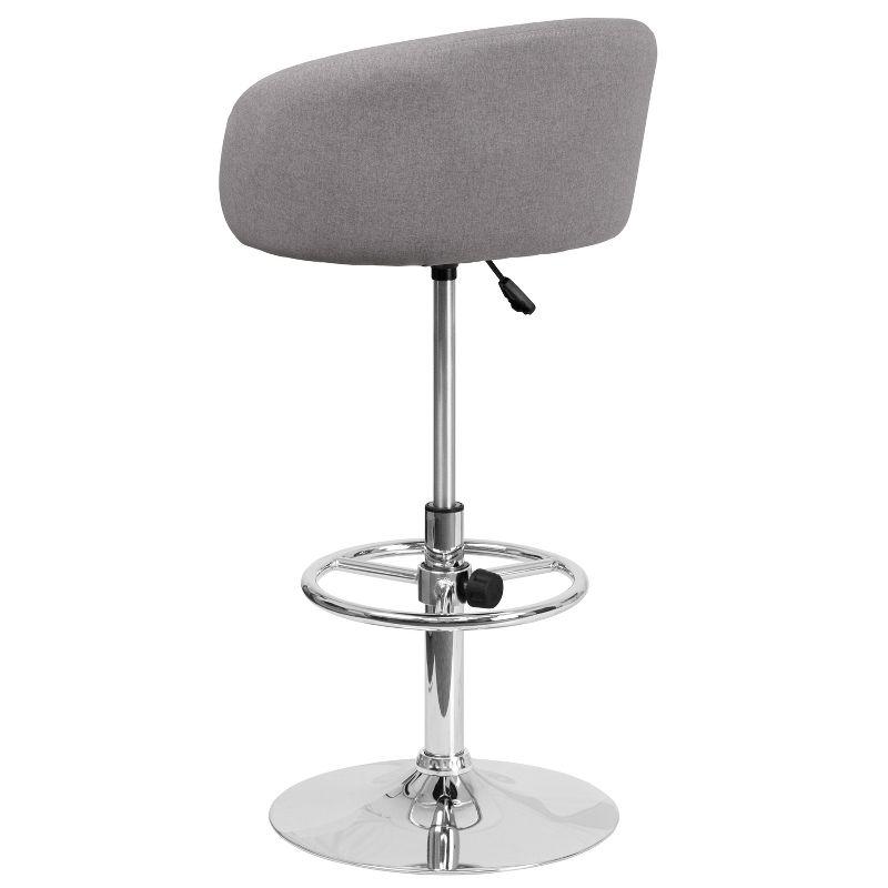 Merrick Lane Bucket Seat Bar and Dining Stool Modern Gray Fabric Stool with 360 Swivel, Adjustable Height and Chrome Footrest