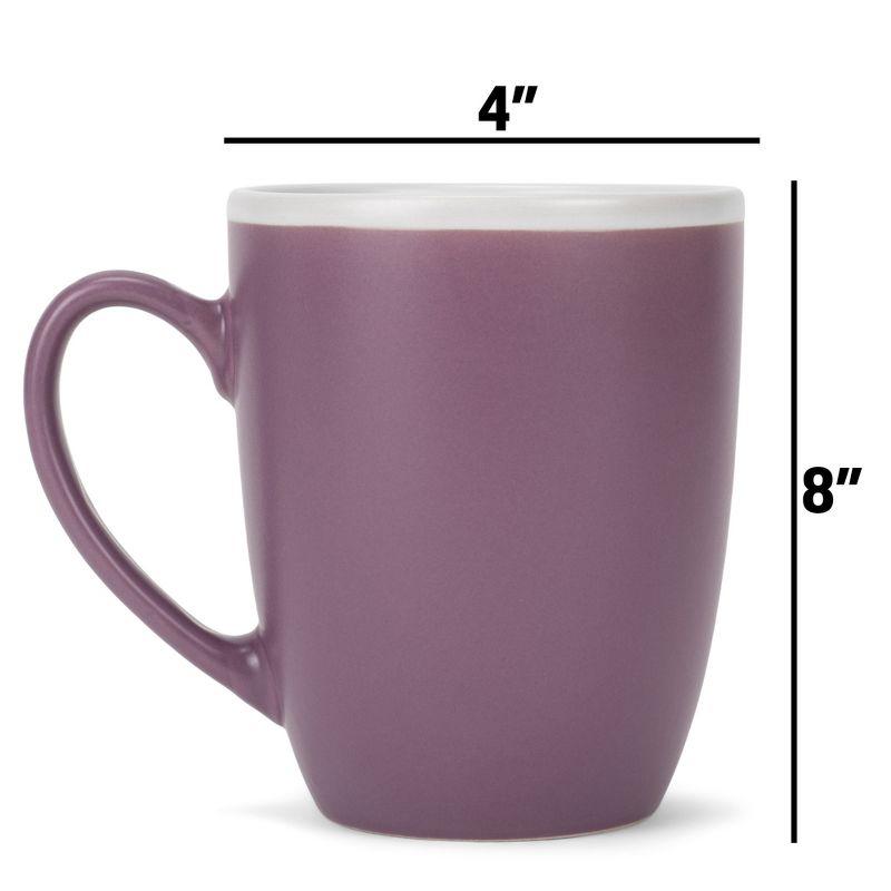 Elanze Designs Solid Color Cool Green Blue Purple 16 ounce Matte Ceramic Mugs Assorted Set of 4