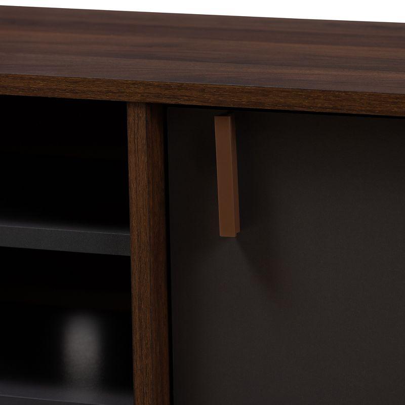 Samuel Finished TV Stand for TVs up to 55", Engineered Wood Walnut Brown/Dark Gray - Baxton Studio