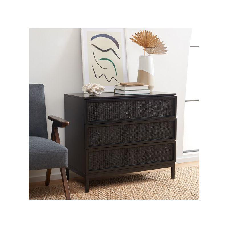 Zadie 3 Drawer Rattan Chest - CHS5004 - Black - Safavieh