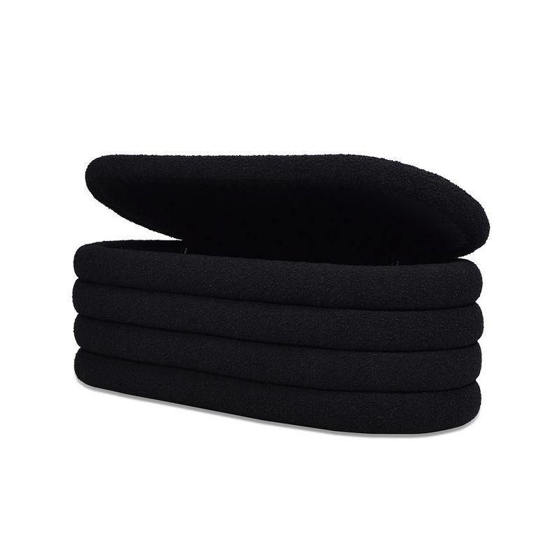 Everly Quinn Boucle Upholstered Storage Bench