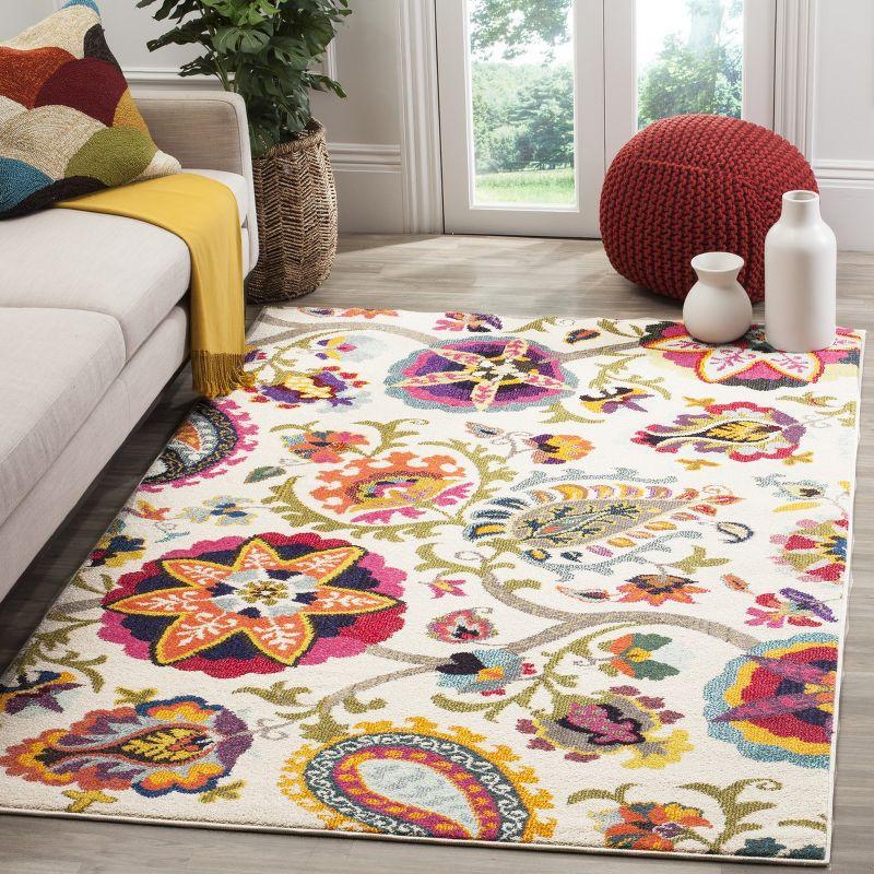 Ivory Floral 47" Soft Synthetic Easy-Care Area Rug