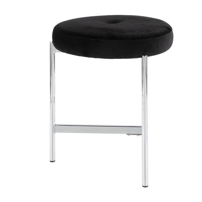 Chloe Modern Black Velvet Vanity Stool with Chrome Base