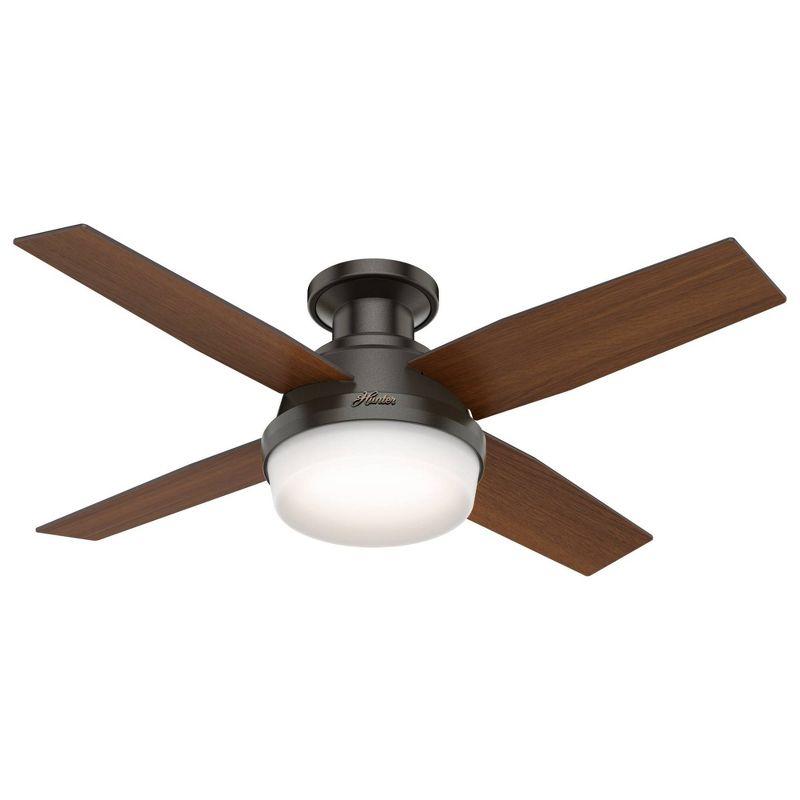 Hunter Fan Dempsey Low Profile 44" 4 - Blade Indoor Flush Mount Small Room Ceiling Fan with Lights and Remote