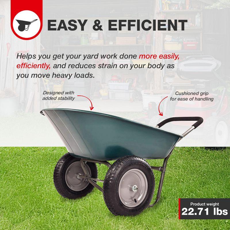 Costway 2 Tire Wheelbarrow Cart Heavy-duty Dolly Utility Cart Green