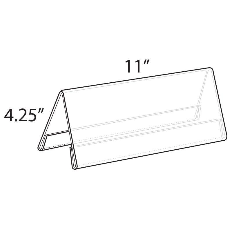 Azar Displays Two Sided Tent Style Clear Acrylic Sign Holder and Nameplate, Size: 11" W x 4.25" H on each side, 10-Pack