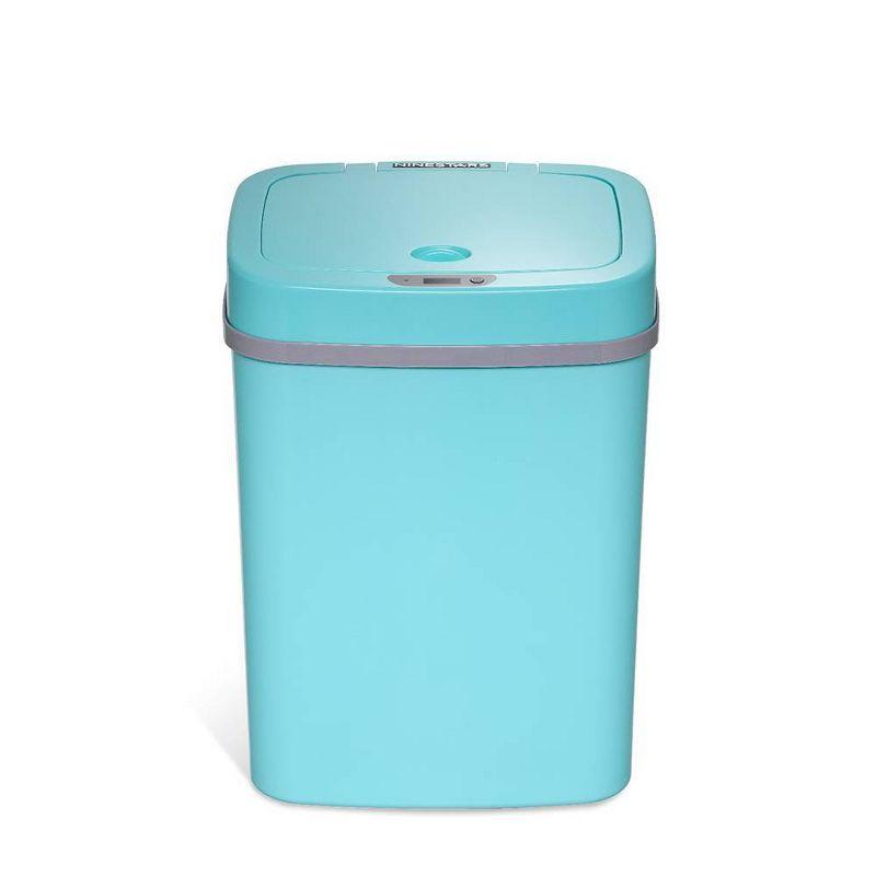 Teal Blue Plastic Touchless Motion Sensor Trash Can 4.2 Gallon