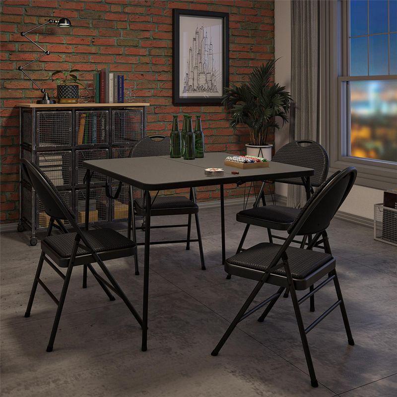 COSCO COSCO Commercial XL Comfort Fabric Padded Metal Folding Chair, Triple Braced (Set of 4)