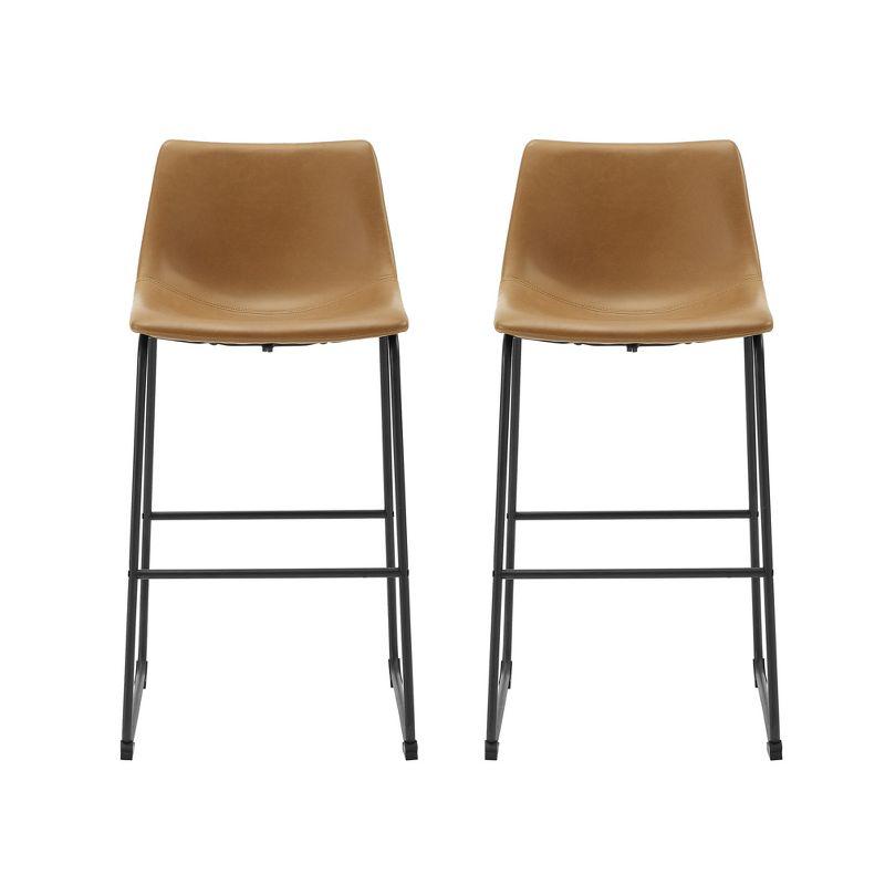 Set of 2 Laslo Modern Upholstered Faux Leather Barstools - Saracina Home