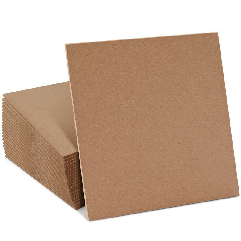 Bright Creations 20 Pack 12x12 MDF Boards, 1/4 Thick Wood Panels for DIY Arts and Crafts, Painting, Engraving