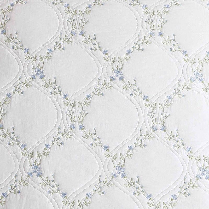 Laura Ashley Laura Ashley Floral Embroidery Cotton Reversible Quilt Set