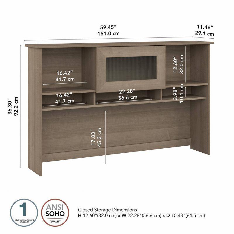 Cabot 60W Hutch Ash Gray - Bush Furniture: Laminate Office Hutch Top, MDF Frame, Adult Assembly Required