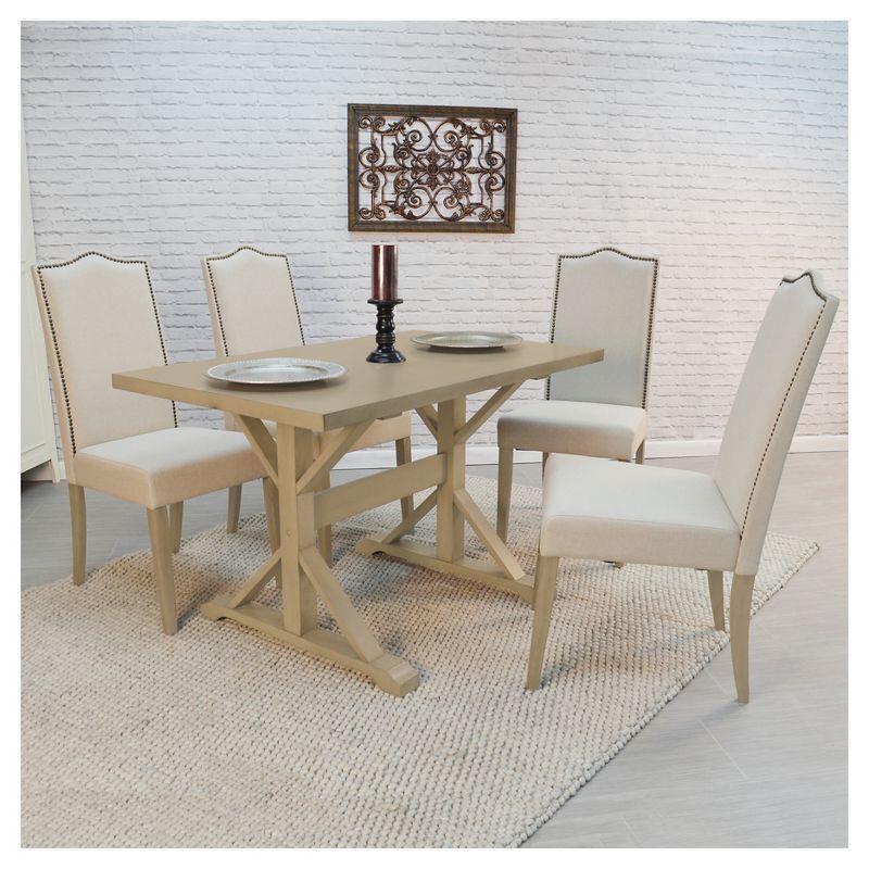 Carolina Living 48" Florence Trestle Dining Table Weathered Gray: Mid-Century Modern, MDF & Wood Veneer, Seats 4