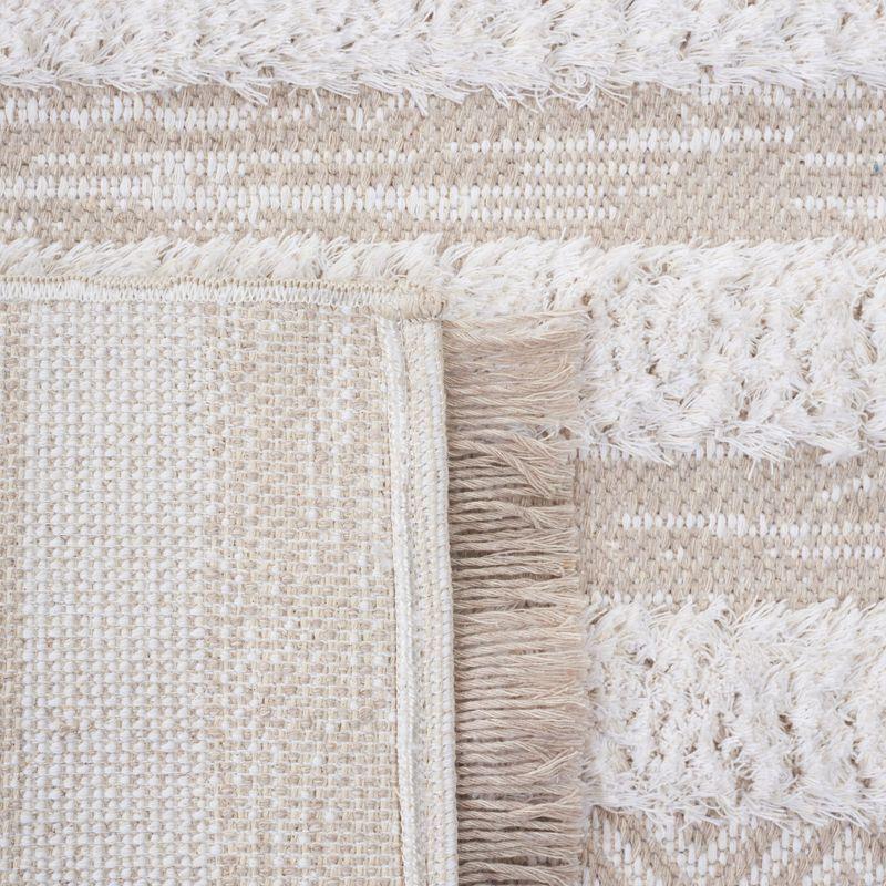 Maggie Boho Chic Beige/Ivory Stripe Synthetic Area Rug - 6'4" Square