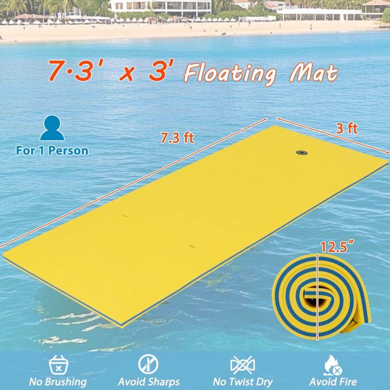 Costway 3-Layer Tear-Resistant Foam Floating Pad Island Water Sports Relaxing Yellow