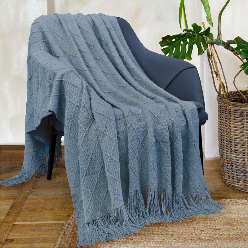 PAVILIA Knit Textured Soft Throw Blanket for Sofa, Living Room Decor, and Bed