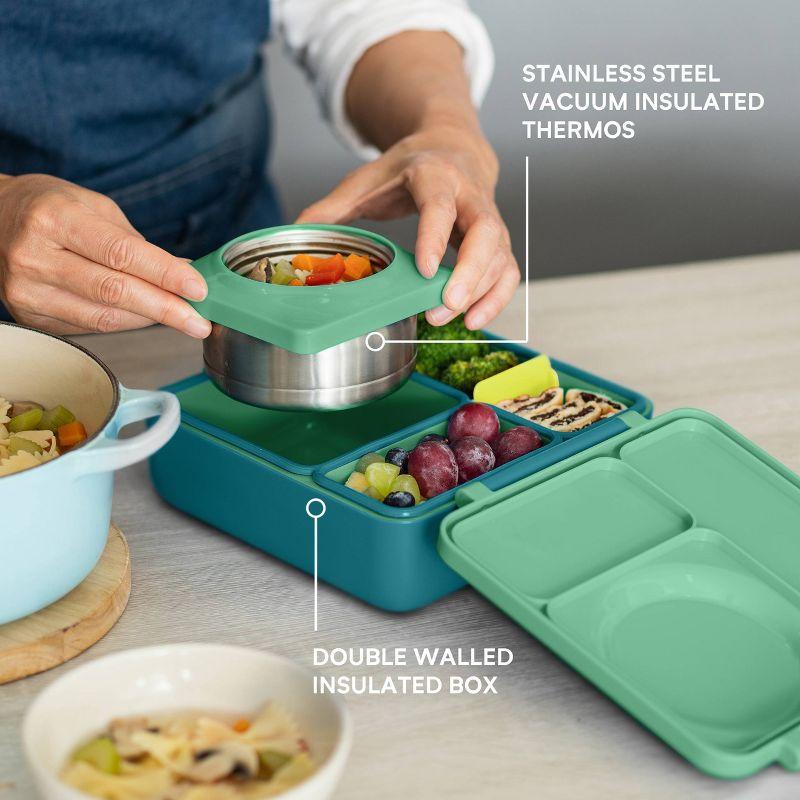 OMIEBox Insulated Bento Lunch Box with Leakproof Thermos Food Jar 3 Compartments