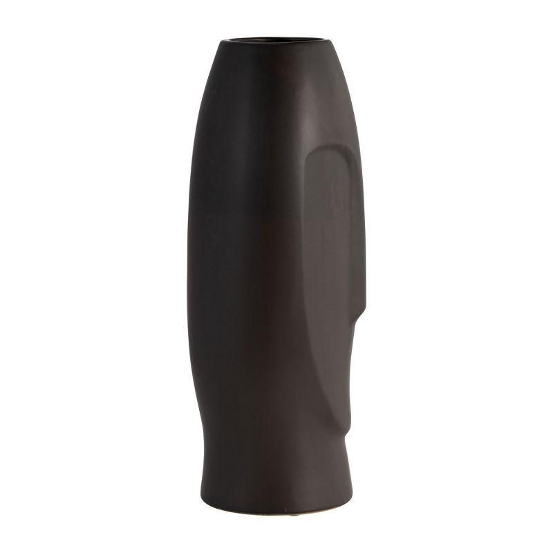 Sagebrook Home 14" Ceramic Face Vase - Ceramic Table Decor, Rustic Decorative Centerpiece For Home, Wedding, Office Decor - Black Vase Decor
