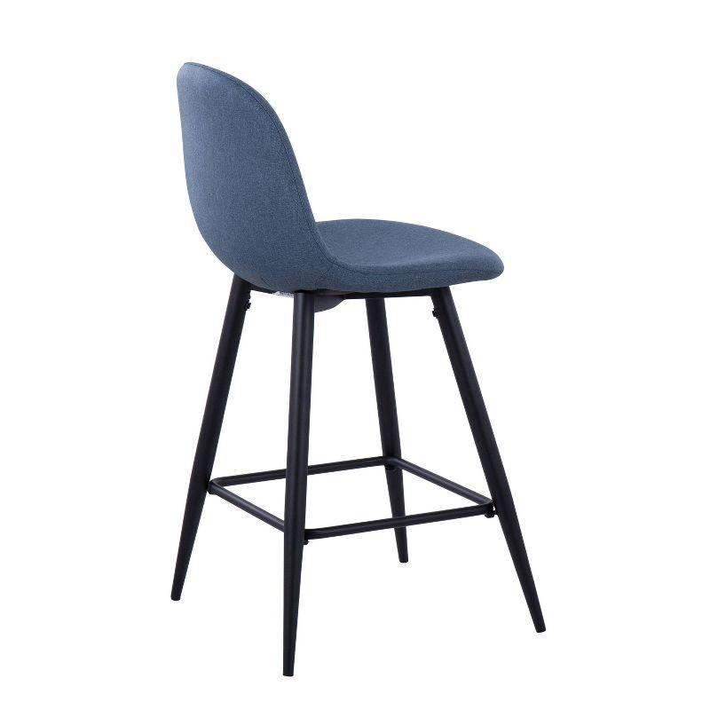 Set of 2 Pebble Counter Height Barstools Black/Blue - LumiSource: Sturdy Steel Frame, Upholstered Seat, Fixed Height