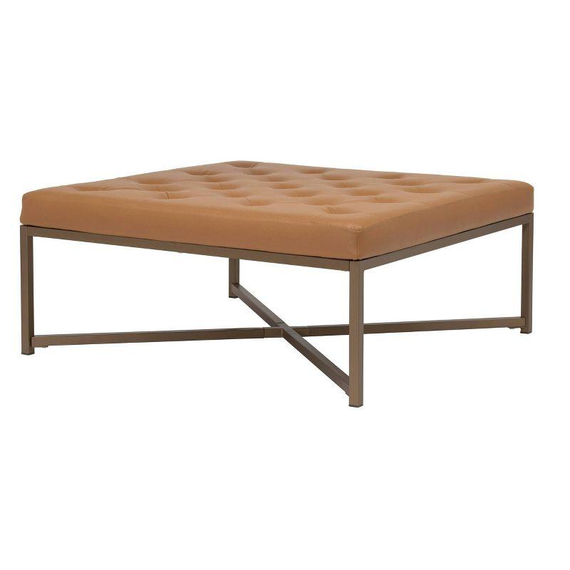 Camber Large Tufted Brown Leather Cocktail Ottoman