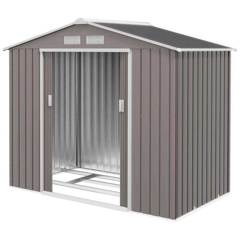 Outsunny Metal Storage Shed Organizer, Garden Tool House with Vents and Sliding Doors for Backyard, Patio, Garage, Lawn